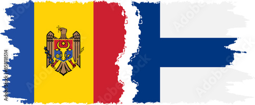 Finland and Moldova grunge flags connection vector