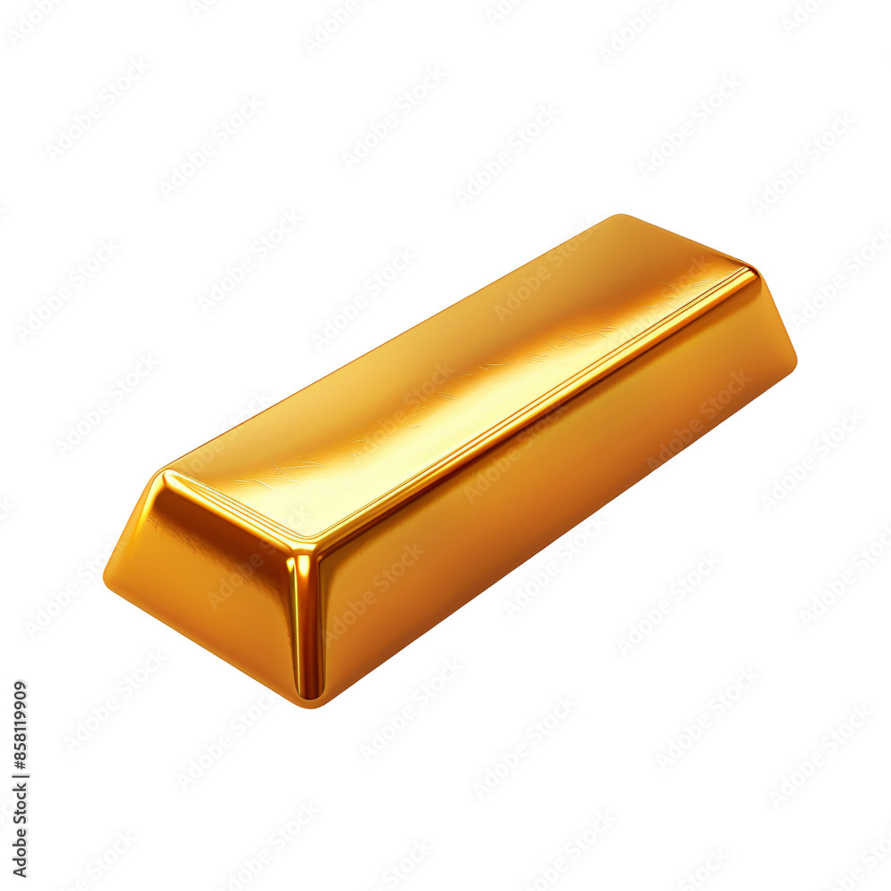 Gold bar resting on white and transparent background Gold bar resting on white and transparent background