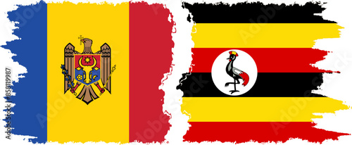 Free Download Uganda and Moldova grunge flags connection vector - GFXLoad