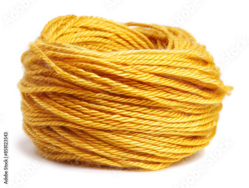 Golden yarn isolated on white background. Created with Generative AI technology.