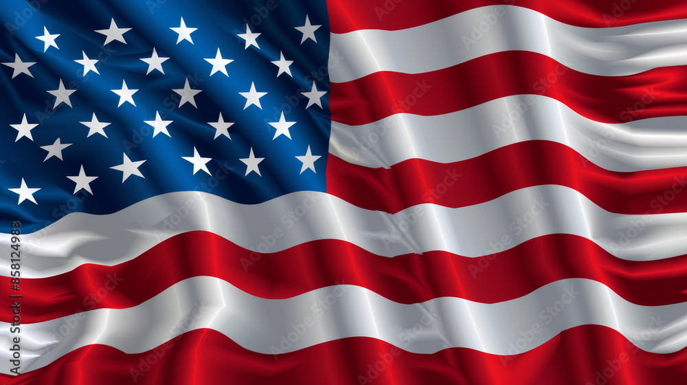 Fototapeta premium American flag waving with space for your message.
