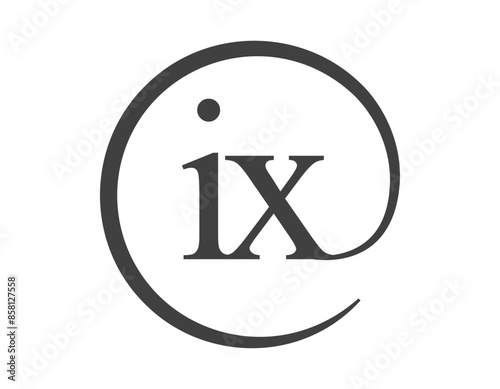IX logo from two letter with circle shape email sign style. I and X round logotype of business company