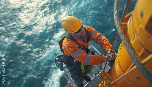 Image of a qualified professional repairman working at height