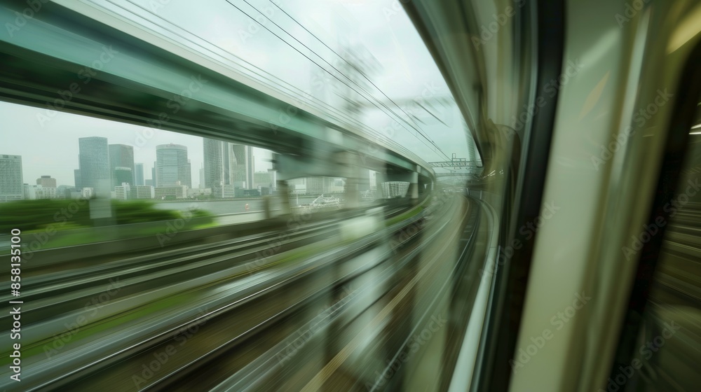 Abstract Motion-Blurred View from the Front of a Train. Dynamic Urban Transportation Concept with Speed and Motion Abstract Motion-Blurred View from the Front of a Train. Dynamic Urban Transportation Concept with Speed and Motion