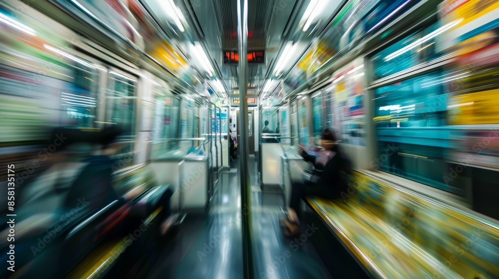 Abstract Motion-Blurred View from the Front of a Train. Dynamic Urban Transportation Concept with Speed and Motion Abstract Motion-Blurred View from the Front of a Train. Dynamic Urban Transportation Concept with Speed and Motion