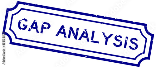 Grunge blue gap analysis word rubber seal stamp on white background