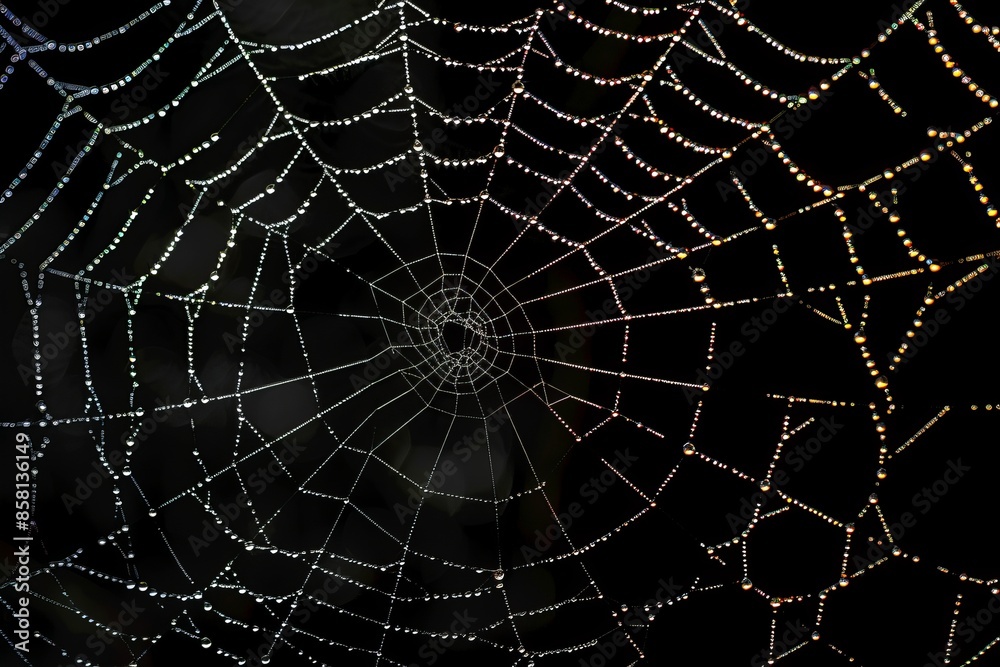Obraz premium Capture the intricate symmetry of a spider's web, each strand a masterpiece of natural architecture woven with meticulous precision.