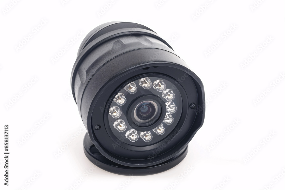 a black camera with a round lens a black camera with a round lens