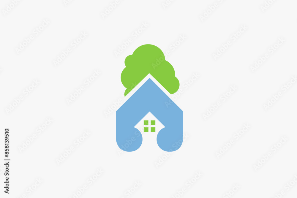 Illustration vector graphic of home, tree, and arrow up. Good for logo Illustration vector graphic of home, tree, and arrow up. Good for logo