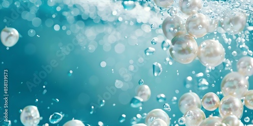 Oceanic Blue Aesthetic Iridescent Pearls Underwater. Concept Underwater Photography, Aesthetic Blue, Iridescent Pearls, Oceanic Beauty