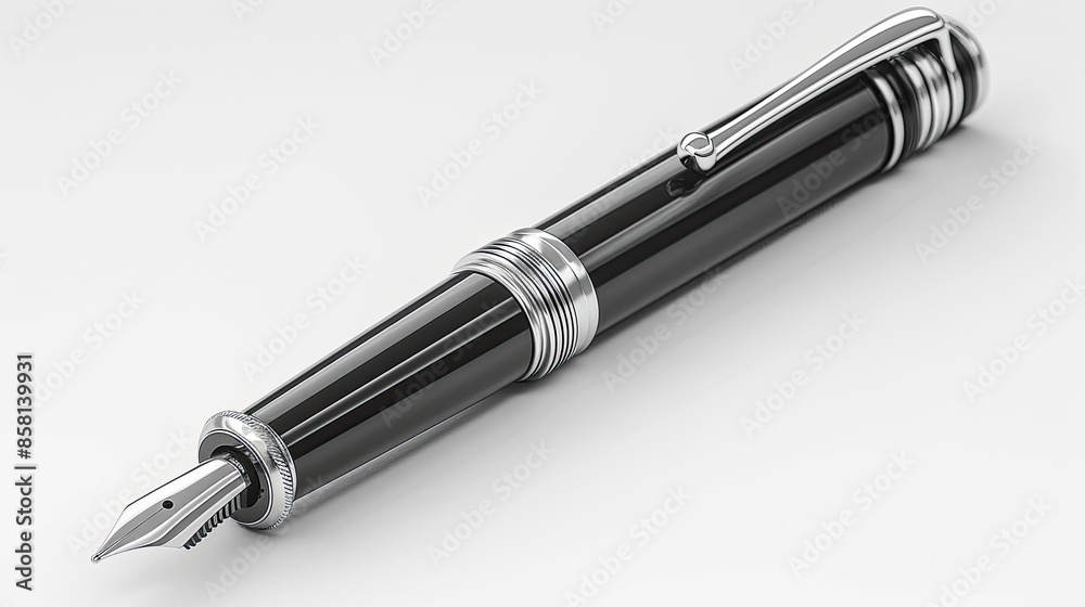 Fountain writing pen isolated on white background  