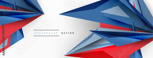 Minimal geometric abstract background. Low poly dynamic triangle design. Trendy techno business template for wallpaper, banner, background or landing