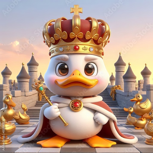 king duck cartoon 3d Generative AI
