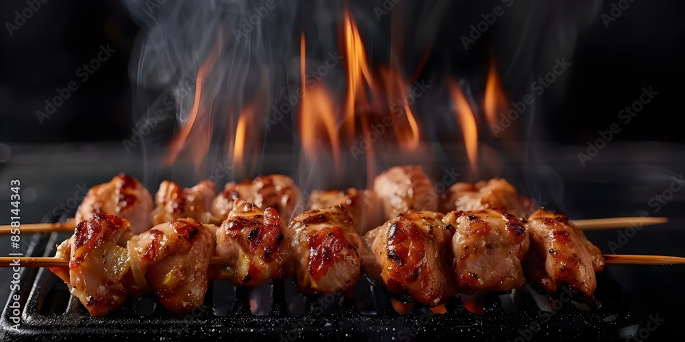 Capturing the Essence of Japanese Yakitori Through Cinematic Food Photography. Concept Food Photography, Japanese Cuisine, Yakitori, Cinematic Shots, Essence Capture Capturing the Essence of Japanese Yakitori Through Cinematic Food Photography. Concept Food Photography, Japanese Cuisine, Yakitori, Cinematic Shots, Essence Capture