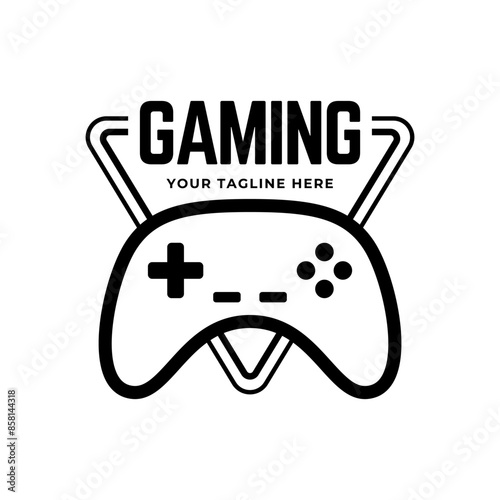Game console and video games stick logo design template logo.