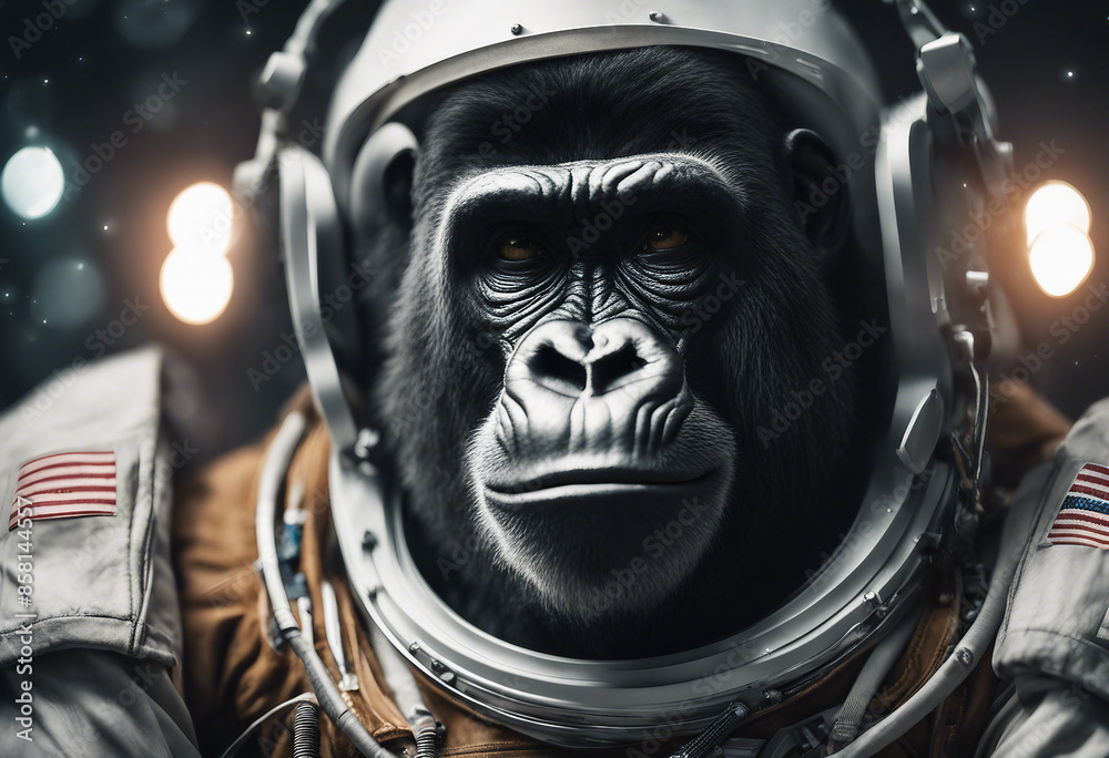 portrait of a stern-looking gorilla in an astronaut suit
portrait of a stern-looking gorilla in an astronaut suit