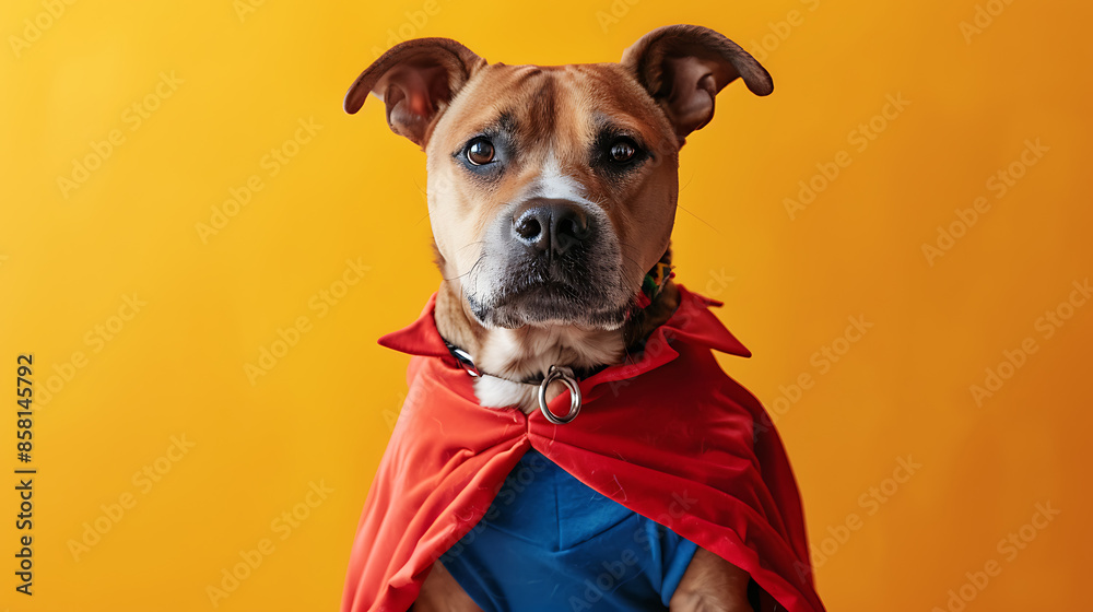 dog in superhero costume with a confident pose, set against a bright, abstract background, showcasing loyalty and bravery with a contemporary twist dog in superhero costume with a confident pose, set against a bright, abstract background, showcasing loyalty and bravery with a contemporary twist