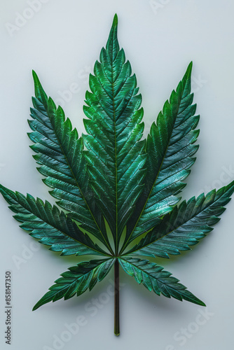 Intricate photorealistic marijuana leaf with oil extract, vibrant and natural,