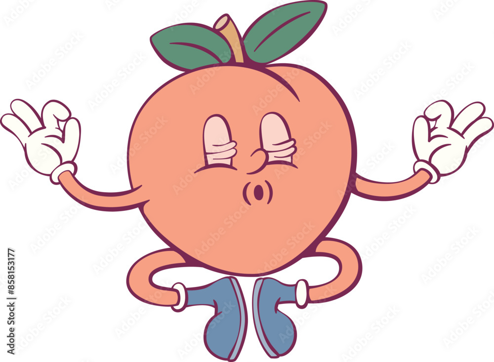 Peach retro groovy mascot character Peach retro groovy mascot character