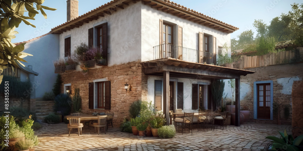 Fototapeta premium Small private house in Spain style.