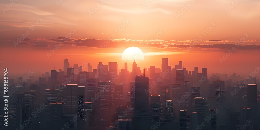 3D futuristic city skyline with computing clouds over an orange sunset. Concept Futuristic Cityscape, 3D Design, Sunset Skyline, Computing Clouds, Orange Color Palette 3D futuristic city skyline with computing clouds over an orange sunset. Concept Futuristic Cityscape, 3D Design, Sunset Skyline, Computing Clouds, Orange Color Palette