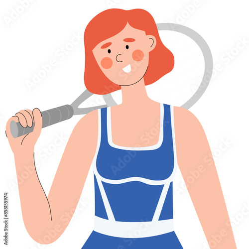 Woman tennis players with racket. Physical activity concept. International Tennis Day