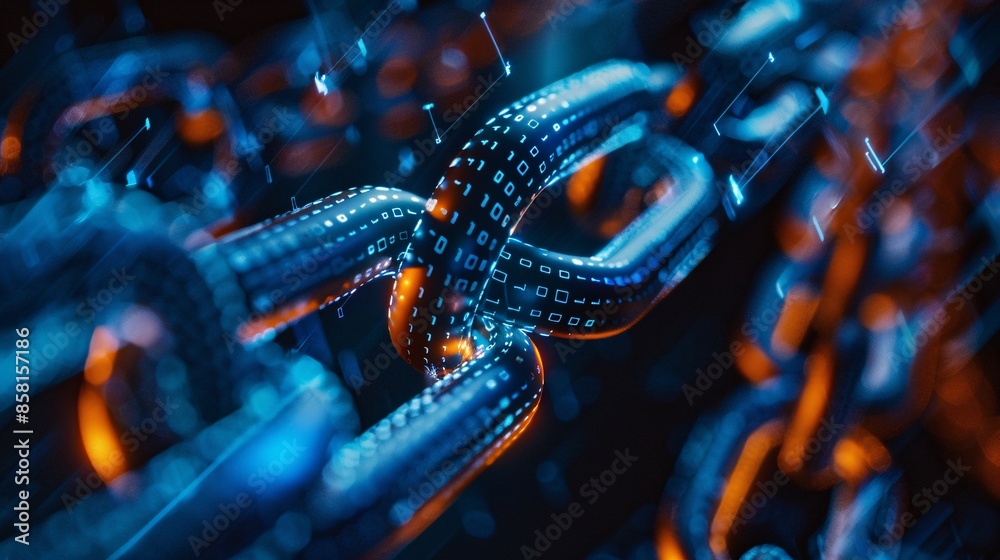 Digital Chain Link with Binary Code Digital Chain Link with Binary Code