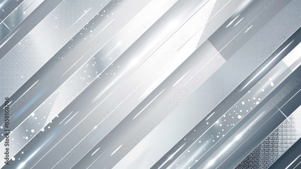 Obraz premium Sleek, modern abstract background with white and silver light patterns on a gray gradient backdrop, incorporating soft tech diagonal elements and metal textures.