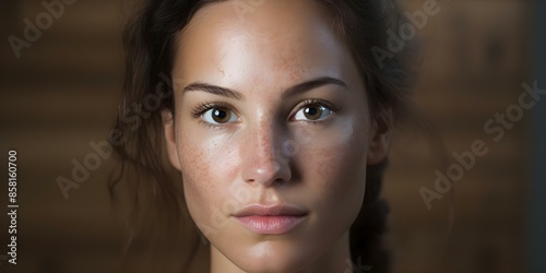 Description A woman with melasma on her face seeking skincare treatment. Concept Skincare Treatment, Melasma Concerns, Skin Solutions, Dermatology Consultation photo
