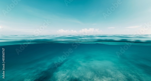 Tranquil Underwater Ocean View with Clear Blue Water, Peaceful Relaxation Nature