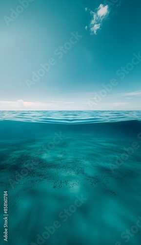 Tranquil Underwater Ocean View with Clear Blue Water, Peaceful Relaxation Nature