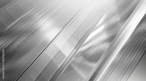 White and silver light patterns on a gray gradient background, with a soft tech diagonal design and metal textures creating a sleek, modern backdrop