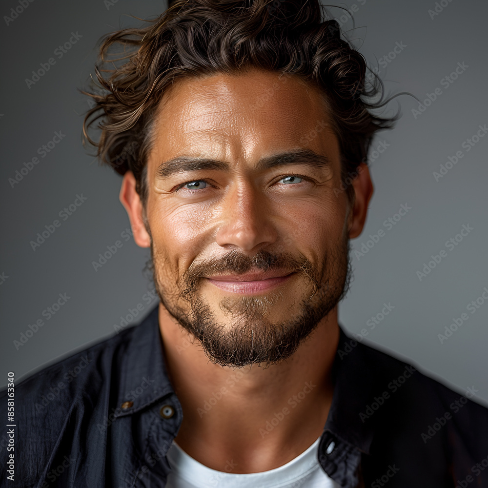 smiling man with crossed arms over gray background smiling man with crossed arms over gray background