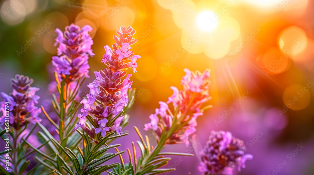 Blossoming aromatic herbs in sunny meadow Blossoming aromatic herbs in sunny meadow