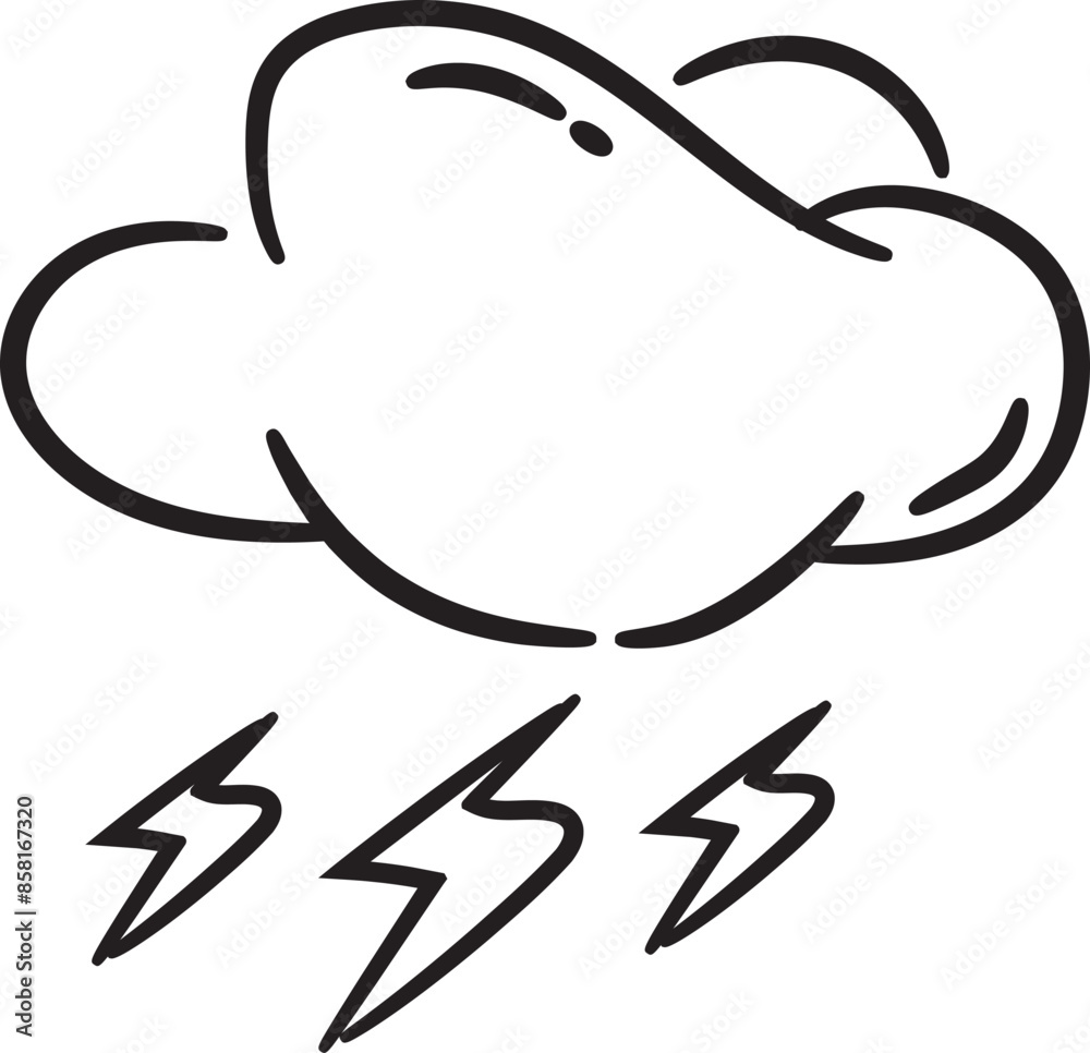 Illustration of a hand-drawn thundercloud icon Illustration of a hand-drawn thundercloud icon