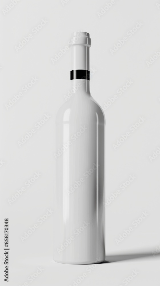 A white bottle with a black stripe on it A white bottle with a black stripe on it