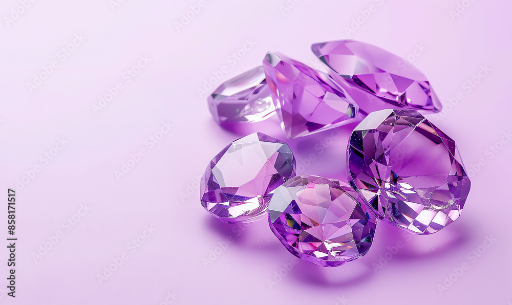Minimalist Purple Gemstones on Violet Background Minimalist Purple Gemstones on Violet Background