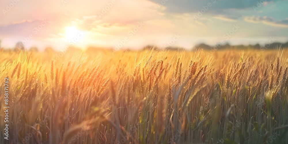A picturesque wheat field under a sunny sky with Slavic features. Concept Rural Landscape, Wheat Field, Sunny Sky, Slavic Culture, Scenic View A picturesque wheat field under a sunny sky with Slavic features. Concept Rural Landscape, Wheat Field, Sunny Sky, Slavic Culture, Scenic View