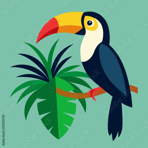 Toucan and palm leaf