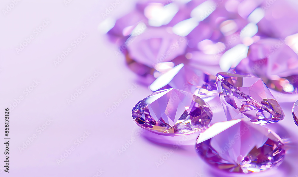 Minimalist Purple Gemstones on Violet Background Minimalist Purple Gemstones on Violet Background