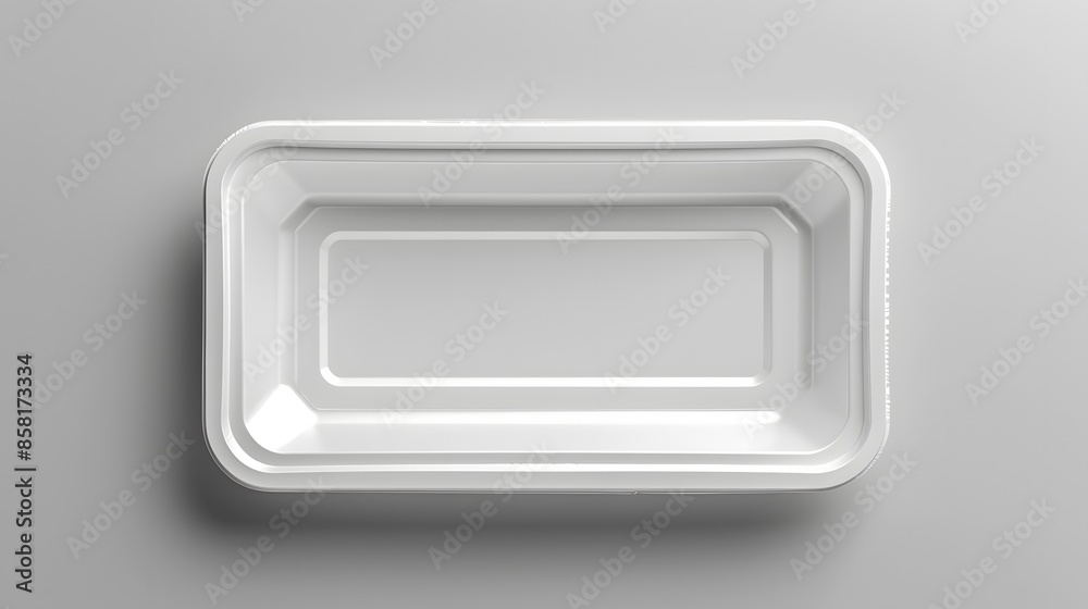 Vector white empty plastic tray for food packaging on isolated background, top view. Vector white empty plastic tray for food packaging on isolated background, top view.