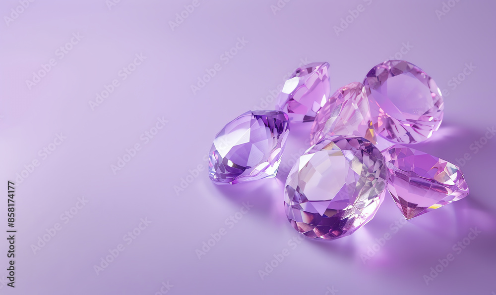 Minimalist Purple Gemstones on Violet Background