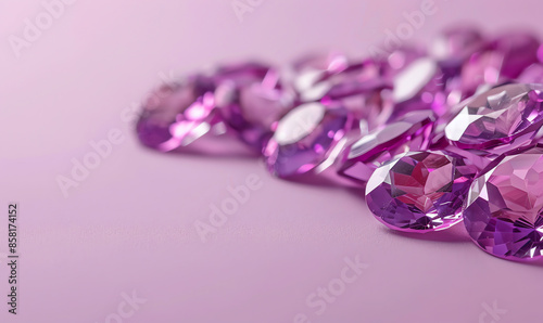 Minimalist Purple Gemstones on Violet Background © Mystic