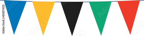 Garland with five pennants of different colors