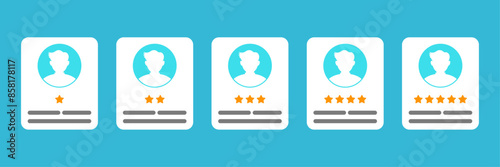 Customer reviews rating satisfaction feedback experience stars vector illustration design