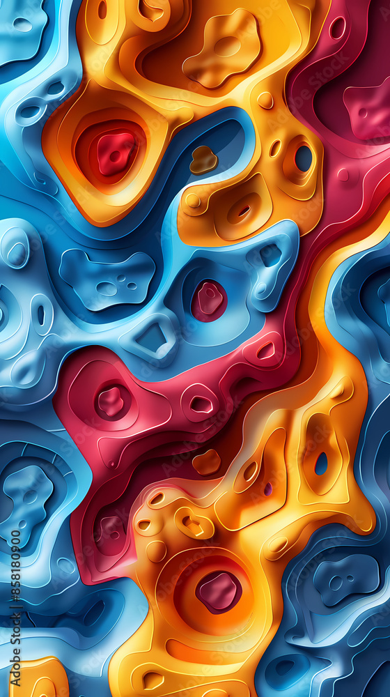 3D Bas-relief , abstract art background Colorful seamless vector illustration.
