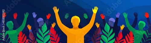 Poster promoting volunteerism and community service on International Nelson Mandela Day, with images of people helping each other and building a better future