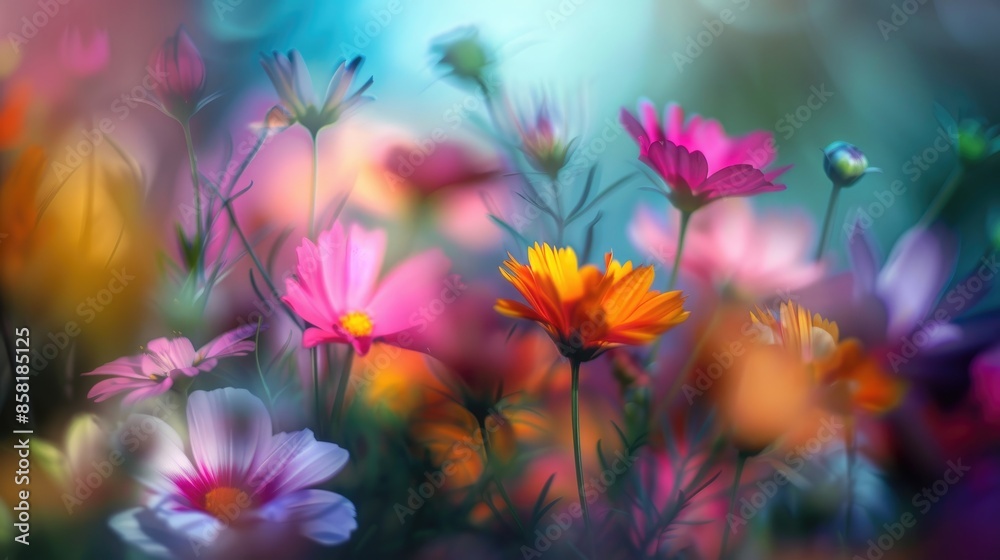 Colorful flowers in a blurred backdrop Colorful flowers in a blurred backdrop