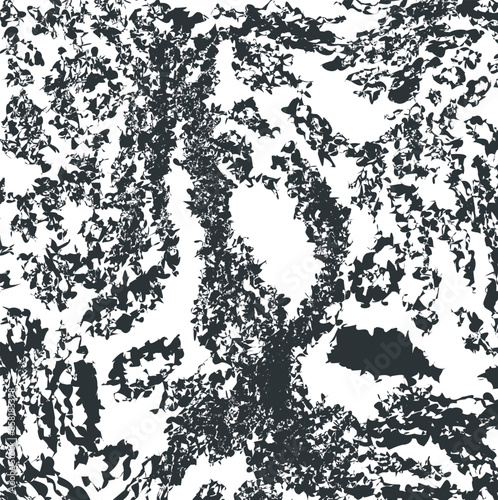 An abstract noisy painting with spots, torn edges and chaotic filling.