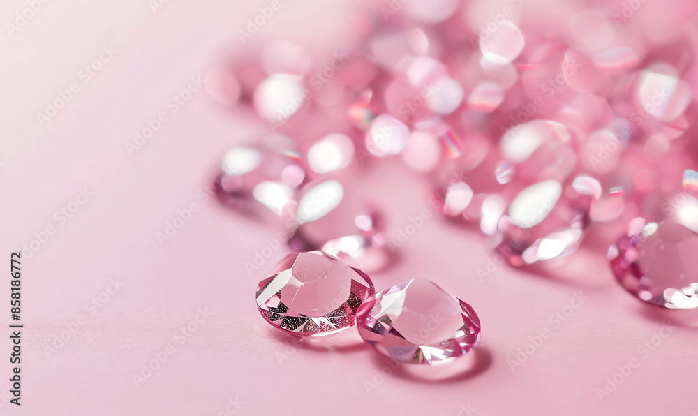 Minimalist Light Pink Gemstones on Pink Background Minimalist Light Pink Gemstones on Pink Background